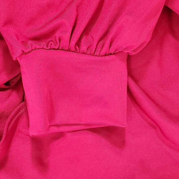 Bodycon Cocktail Maxi Dress V-Neck Bishop Sleeve High Split Ruched Red Formal - Picture 9 of 10